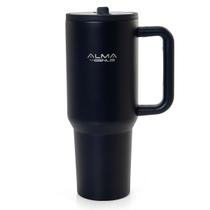 Copo Térmico com Canudo Inox 1200ml Noah Preto Alma Genius