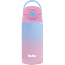 Copo termico com canudo rosa degrade 400ml buba