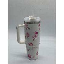 Copo Térmico Com Estampas Florais - Aço Inox com Tampa Emborrachada 1200ml MS-957