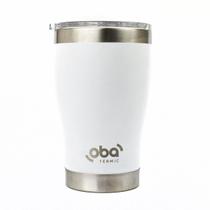 Copo Térmico com Tampa 473ml aço inoxidável Oba Térmic Branco
