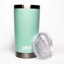 Copo Térmico com Tampa 591ml aço inoxidável Oba Térmic Verde Água