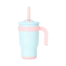 Copo Térmico De Aço Inoxidável 14oz Com Canudo E Blocos De Cores Para Crianças, Estudantes E Carro