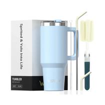 Copo Térmico De Aço Inoxidável De 591ml 20oz Com Alça E Canudo Para Bebidas Frias E Quentes, Caneca