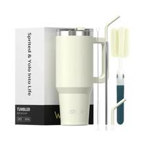 Copo Térmico De Aço Inoxidável De Grande Capacidade 20/30/40oz Com Alça E Canudo, Isolado a Vácuo