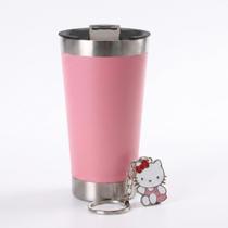 Copo Térmico de Aço Inoxidável Rosa Aesthetic Com Chaveiro Gatinha Exclusivo Copo Térmico de Aço Inoxidável Rosa Aesthetic Com Chaveiro Gatinha Exclusivo