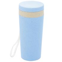 Copo termico de bambu ecologico com parede dupla + tampa e alca azul 310ml Copo termico de bambu ecologico com parede dupla + tampa e alca azul 310ml