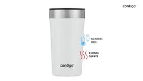 Copo termico de cerveja com tampa street aço inox 473ml branco contigo