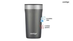 Copo termico de cerveja com tampa street aço inox 473ml cinza contigo Copo termico de cerveja com tampa street aço inox 473ml cinza contigo