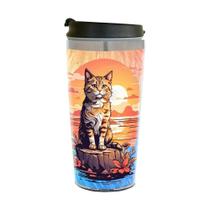 Copo Térmico de Gato Por Do Sol Ai 450 Ml Inox