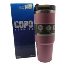 Copo Termico de Inox Rosa com Tampa para Bebidas 890ml - Jjm715 Jjt Importadora Copo Termico de Inox Rosa com Tampa para Bebidas 890ml - Jjm715 Jjt Importadora
