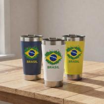 Copo Térmico Do Brasil 473ml Premium Copa do Mundo em Aço Inox