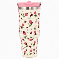 Copo Térmico Em Aço Inox Portátil 800ml Com Tampa Bico Flip E Alça Para Transporte -