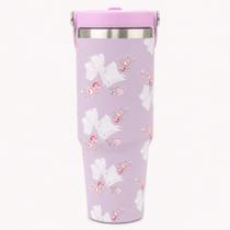 Copo Térmico Em Aço Inox Portátil 800ml Com Tampa Bico Flip E Alça Para Transporte -