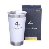 Copo Térmico Forever Cheers Gelado E Quente 500ml Branco Com Tampa E Abridor De Garrafas Original
