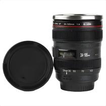 Copo Térmico Formato Lente De Câmera Preto 350ml Com Tampa