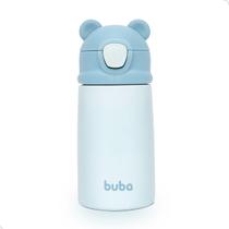 Copo Térmico Garrafa 320ml Bpa Free Ursinho Com Canudo Buba Azul/Rosa