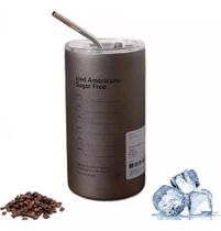 Copo Térmico Garrafa Com Canudo Inox E Tampa 370Ml