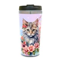 Copo Térmico Gato Felino Degradê 450 Ml Inox.