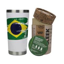 Copo Térmico Gluck Sleek Future Brasil Bandeira Em Aço Inox