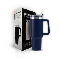 Copo Térmico Grande 1200 Ml Canudo Azul Escuro canceca termica - BeerPintz