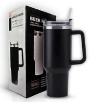 Copo Térmico Grande 1200 Ml Canudo Inox Parede Dupla Cor preto