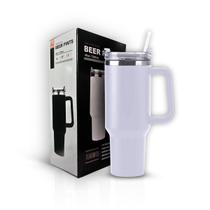 Copo Térmico Grande 1200 Ml Canudo Parede Dupla Cor branco - BeerPintz