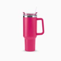 Copo Térmico Grande 1200 Ml Canudo Parede Dupla - Rosa Pink Copo Térmico Grande 1200 Ml Canudo Parede Dupla - Rosa Pink