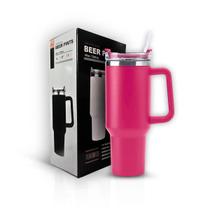 Copo Térmico Grande 1200 Ml Canudo Rosa Pink