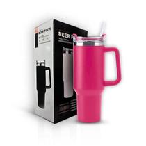 Copo Térmico Grande 1200 Ml Canudo Rosa Pink Copo Térmico Grande 1200 Ml Canudo Rosa Pink