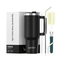 Copo Térmico Grande De Aço Inoxidável 30/40oz Com Alça E Canudo, Isolamento a Vácuo Duplo Para Café