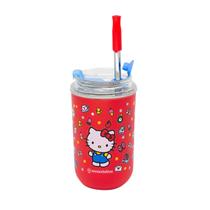 Copo Térmico Hello Kitty 300ml Com Canudo Inox Infantil