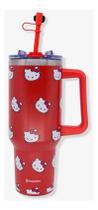 Copo Térmico Hello Kitty Tumbler Vermelho Com Alça E Canudo