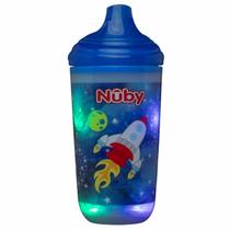 Copo Térmico Infantil Azul Nûby 6m+ Pisca-Pisca 300ml Antivazamento Bico Rígido Divertido