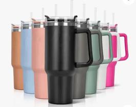 Copo termico inox 1200ml garrafa térmica inoxidável com tampa canudo cores