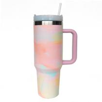 Copo Térmico Inox 1200Ml Tampa Canudo Quente Frio - Colorido