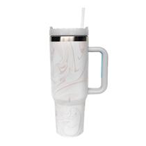 Copo Térmico Inox 1200Ml Tampa Canudo Quente Frio -Off White