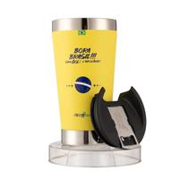 Copo Térmico Inox 473 Ml Amarelo Com Tampa e Abridor Cerveja Brasil The Champions Patriota Copo Térmico Inox 473 Ml Amarelo Com Tampa e Abridor Cerveja Brasil The Champions Patriota