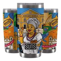Copo Térmico Inox 591ml Estampado Bahia Gluck Suns para Café Cerveja e Bebidas