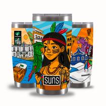Copo Térmico Inox 591ml Estampado Lençóis Maranhenses Gluck Suns para Café Cerveja e Bebidas Copo Térmico Inox 591ml Estampado Lençóis Maranhenses Gluck Suns para Café Cerveja e Bebidas