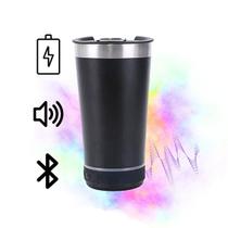 Copo Térmico Inox Caixa Som Bluetooth Led Tampa Abridor Musical 420ml Bebida