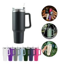 Copo Térmico Inox Com Alça Canudo Tampa 1200Ml Garrafa 1.2L