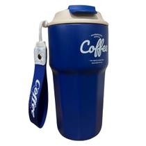 Copo Térmico Inox com Alça Coffee 420ml Azul