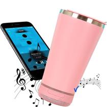 Copo Térmico Inox com Tampa Abridor e Caixa de Som com Bluetooth Led 420ML