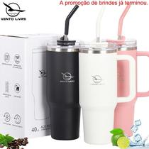 Copo Térmico Inox Garrafa Térmica Inoxidável com Tampa e Canudo Copo Térmico Inox Garrafa Térmica Inoxidável com Tampa e Canudo