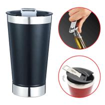 Copo Térmico Inox Para Cerveja Com Tampa E Abridor 473ml Presente AK5007