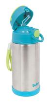 Copo Térmico Inox Parede Dupla c/ Canudo 400ml - Azul - Buba