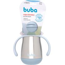 Copo Térmico Inox Parede Dupla Com Canudo e Alça Azul 19008 - Buba