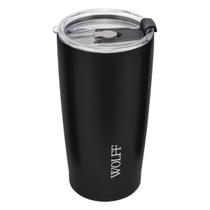 Copo Térmico Inox Preto Com Tampa 600ml Liso Gelado Quente