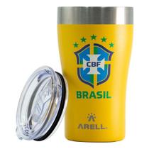 Copo termico inox seleção brasileira amarelo 500ml c/ tampa - Arell