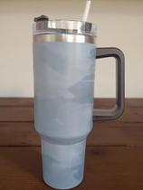 Copo Térmico Inox Tampa Canudo 1.2l Marmorizado Elegante